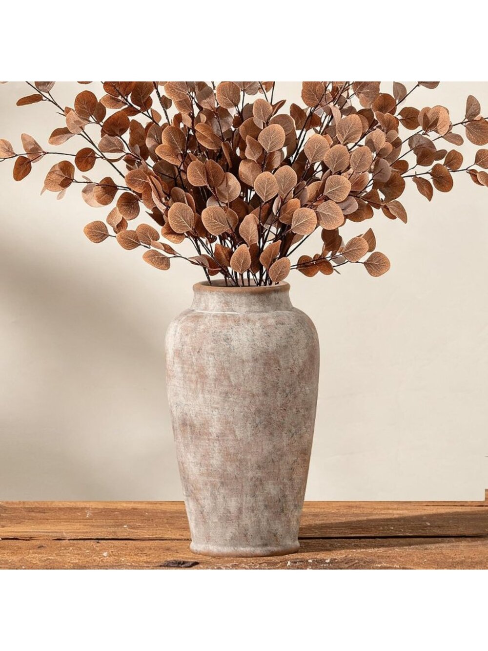 11 Inch Ceramic Rustic Large Flower Vase Tall Farmhouse Table Living Room Decor